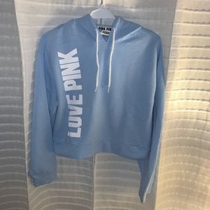 PINK/ VICTORIA SECRET BABY BLUE CROPPED HOODIE!!